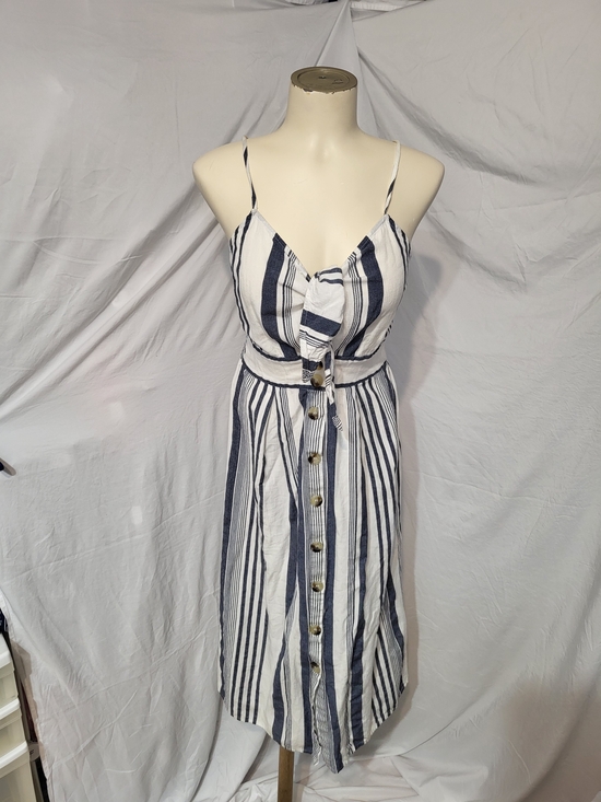 Ardene Dresses & Skirts - Ardene Navy and White Striped Midi Dress, Size Small